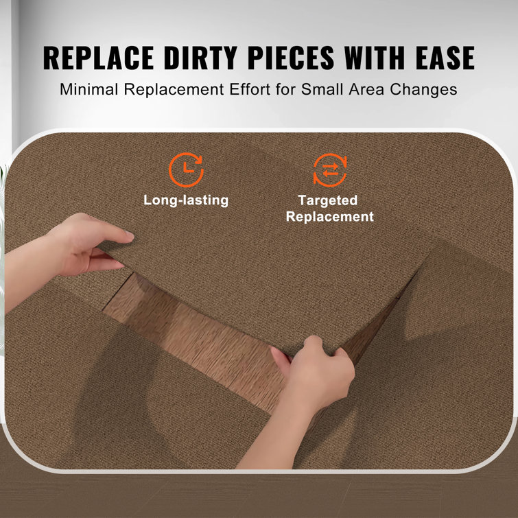 18'' x 18'' Brown Polyester Peel and Stick Carpet Tiles