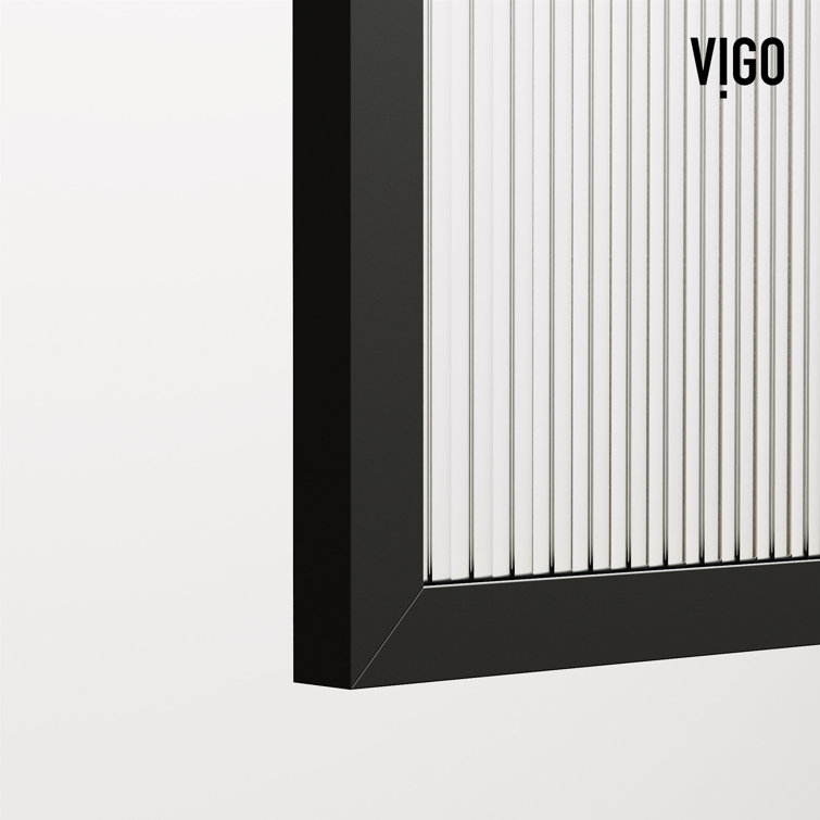 Arden 34" Matte Black Fluted Glass Shower Screen