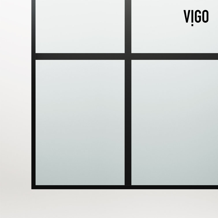 Arden 34" W x 78" H Matte Black Framed Shower Screen with Clear Grid Glass