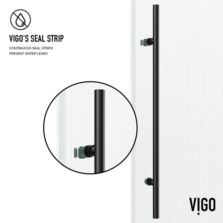 Elan E-Class 56-60" Matte Black Frameless Sliding Shower Door with Fluted Glass