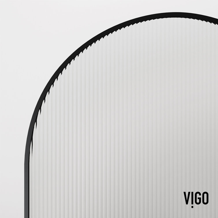 Arden 34" Matte Black Fluted Glass Shower Screen