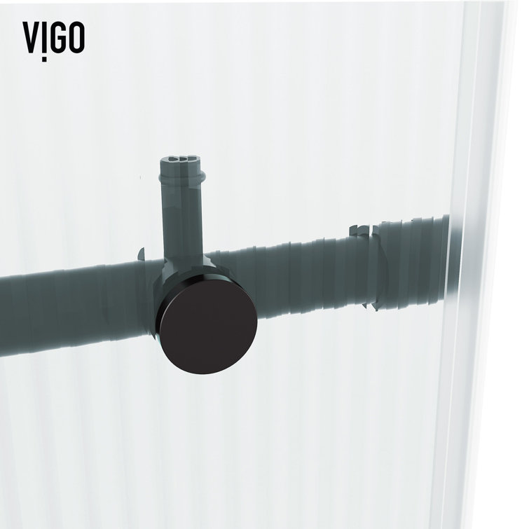 Elan E-Class 56-60" Matte Black Frameless Sliding Shower Door with Fluted Glass