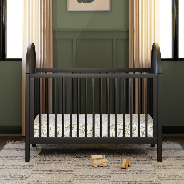 Bondi Black and Natural Cane 3-in-1 Convertible Crib