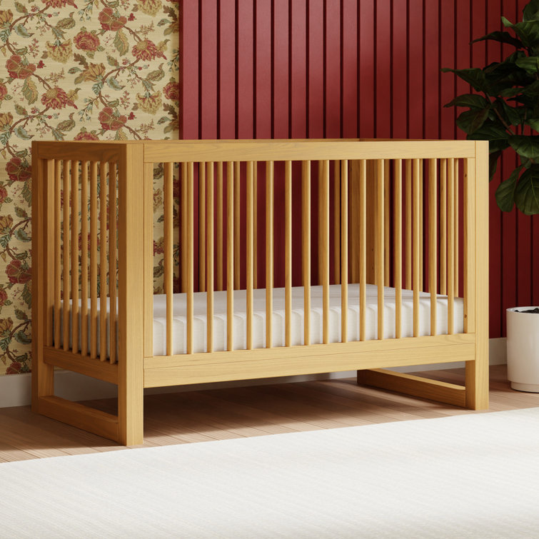 Honey Wood 3-in-1 Convertible Crib with Toddler Bed Kit