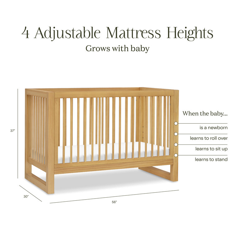 Honey Wood 3-in-1 Convertible Crib with Toddler Bed Kit