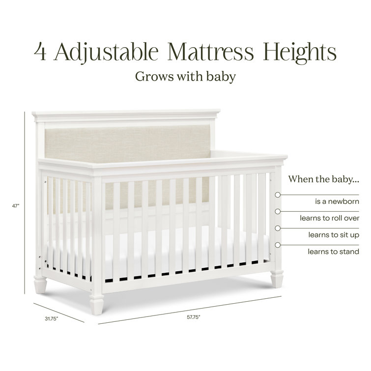 Darlington Warm White 4-in-1 Convertible Upholstered Crib