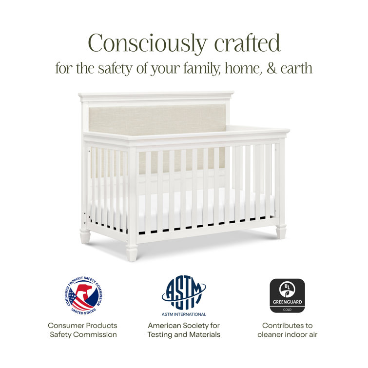 Darlington Warm White 4-in-1 Convertible Upholstered Crib