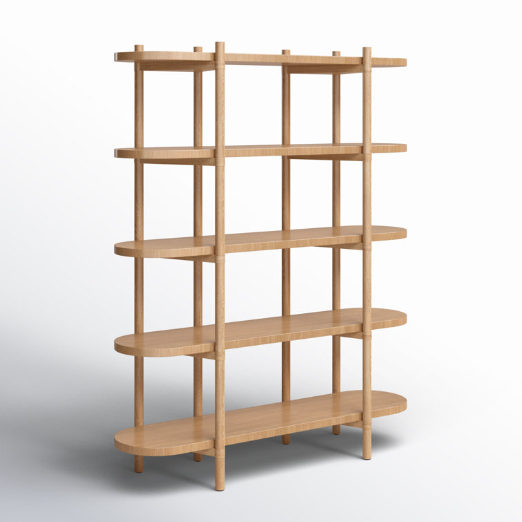Elka Oak Finish 5-Tier Etagere Bookcase