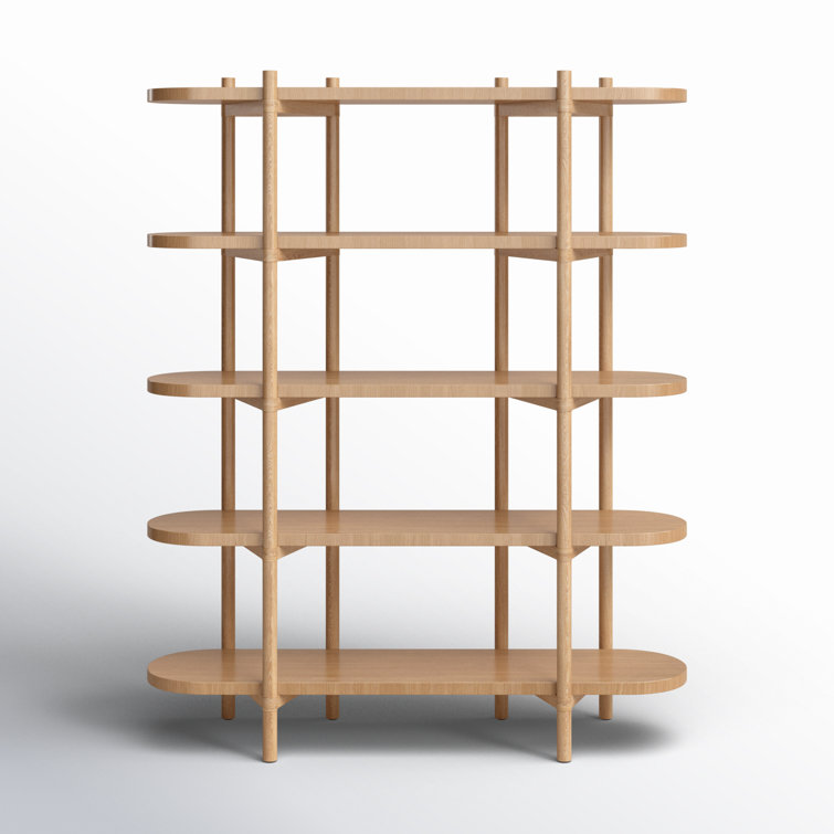 Elka Oak Finish 5-Tier Etagere Bookcase