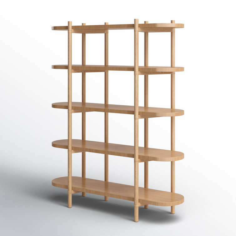 Elka Oak Finish 5-Tier Etagere Bookcase