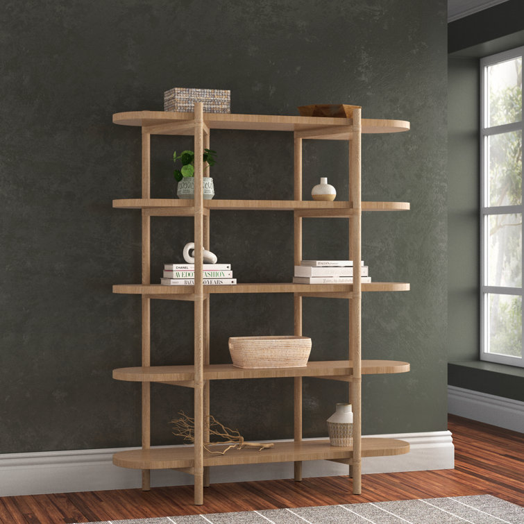 Elka Oak Finish 5-Tier Etagere Bookcase