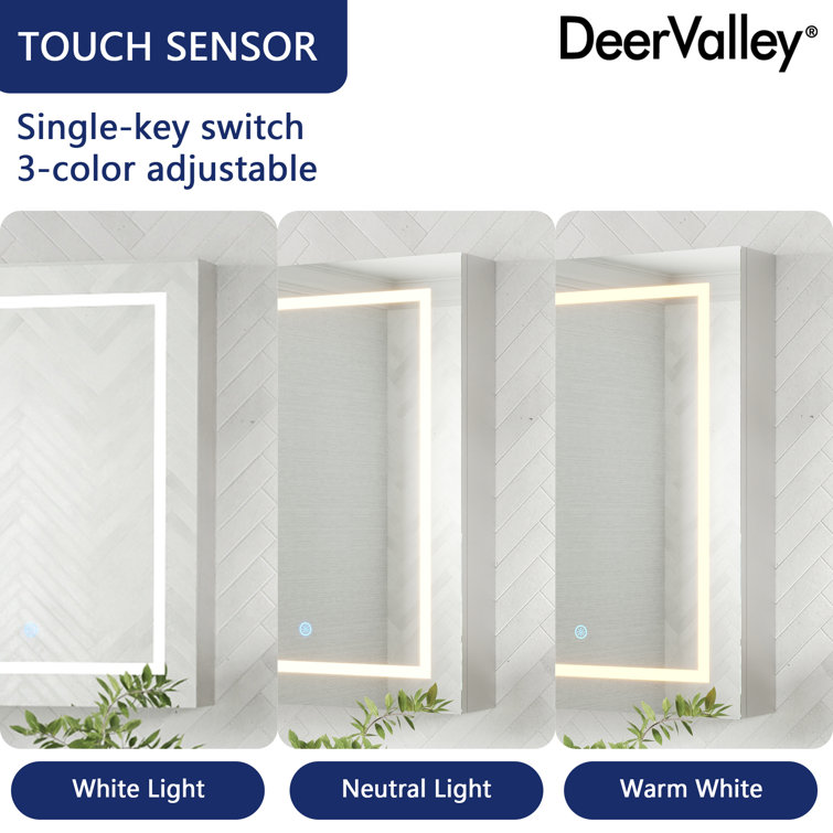 48'' Wide White LED Wall Mounted Medicine Cabinet with Mirror