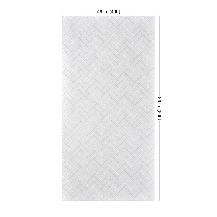 Herringbone Gloss White 3D Textured PVC Wall Panels 4ft x 8ft