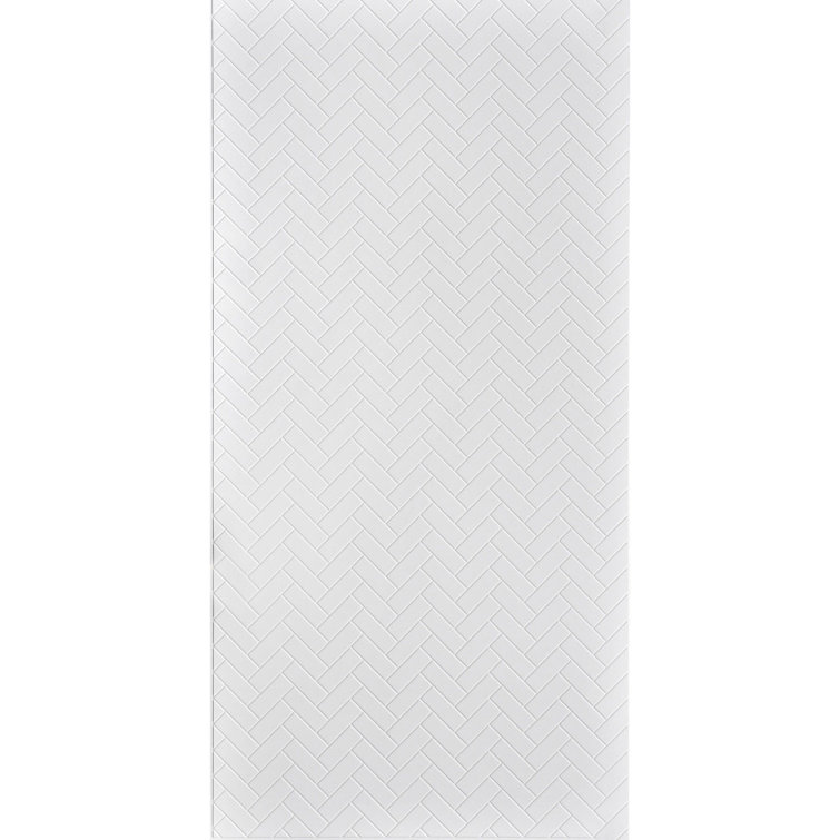 Herringbone Gloss White 3D Textured PVC Wall Panels 4ft x 8ft