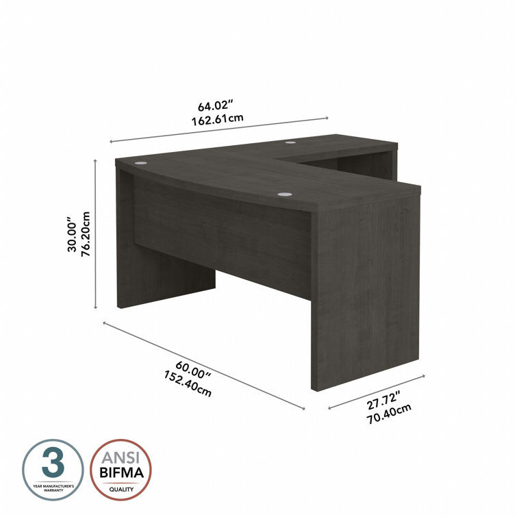 Charcoal Maple L-Shaped Corner Computer Desk
