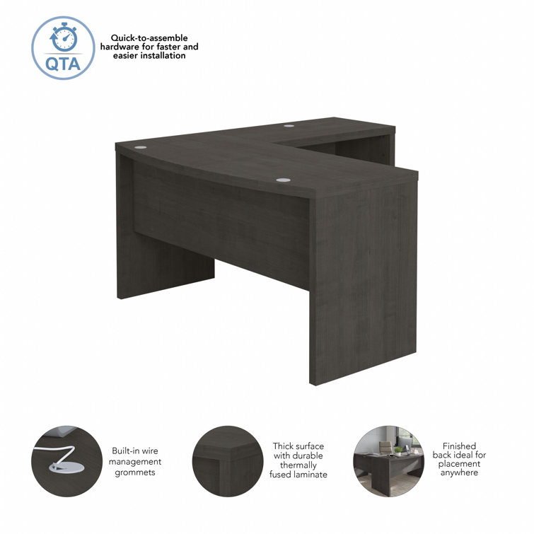 Charcoal Maple L-Shaped Corner Computer Desk