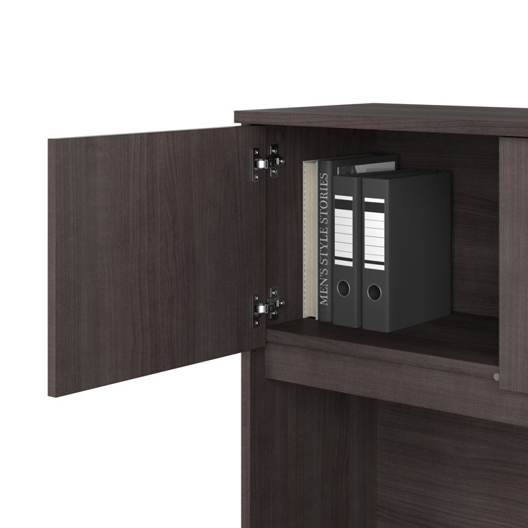 Storm Gray U-Shaped Executive Desk with Hutch and Storage