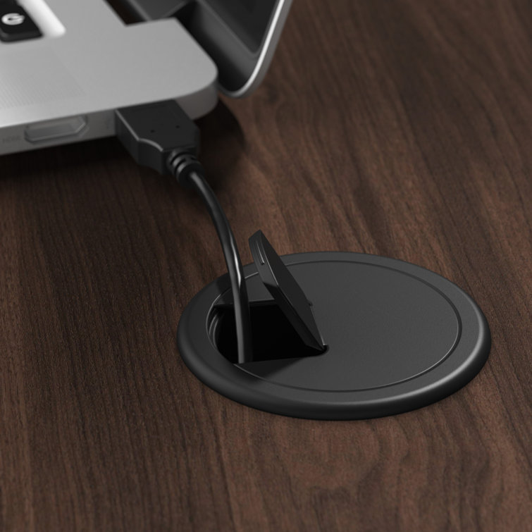 ErgoFlex Black Walnut and Cool Gray Electric Sit-Stand Desk 47.6"