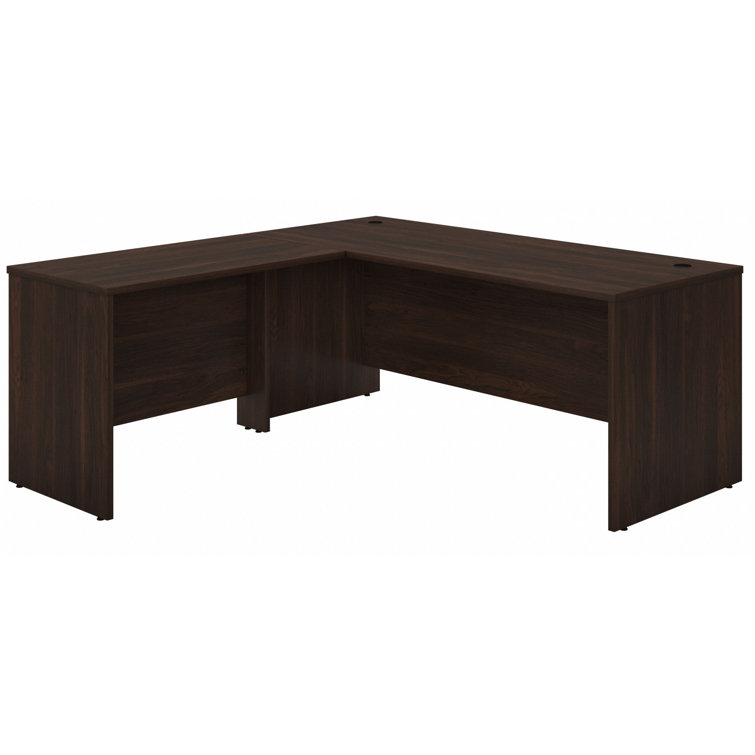 Contemporary Black Walnut Corner Desk with Drawer and Filing Cabinet