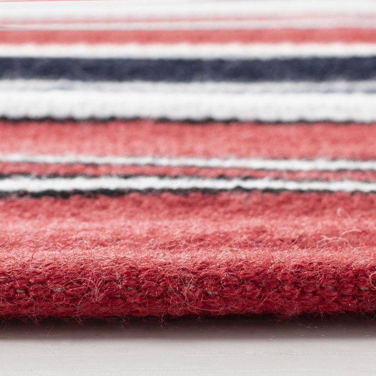 Lauren Handwoven Red Stripe Synthetic 5' x 8' Area Rug