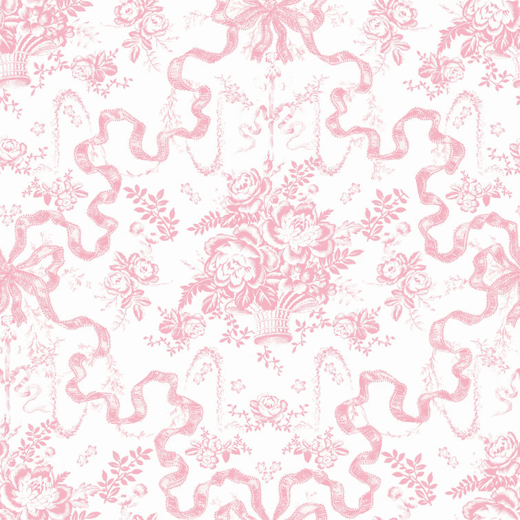 Fairytale Pink Damask Non-Woven Removable Wallpaper