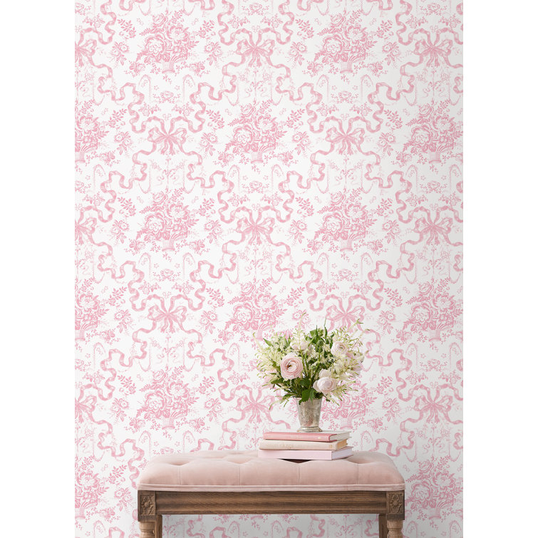 Fairytale Pink Damask Non-Woven Removable Wallpaper