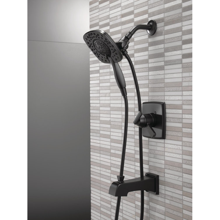 Matte Black Stainless Steel Dual-Function Tub and Shower Faucet Set