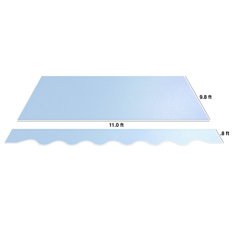 Sky Blue 12' x 10' Manual Retractable Patio Awning with Black Frame