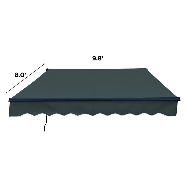 Forest Green Motorized Retractable Patio Awning with White Frame