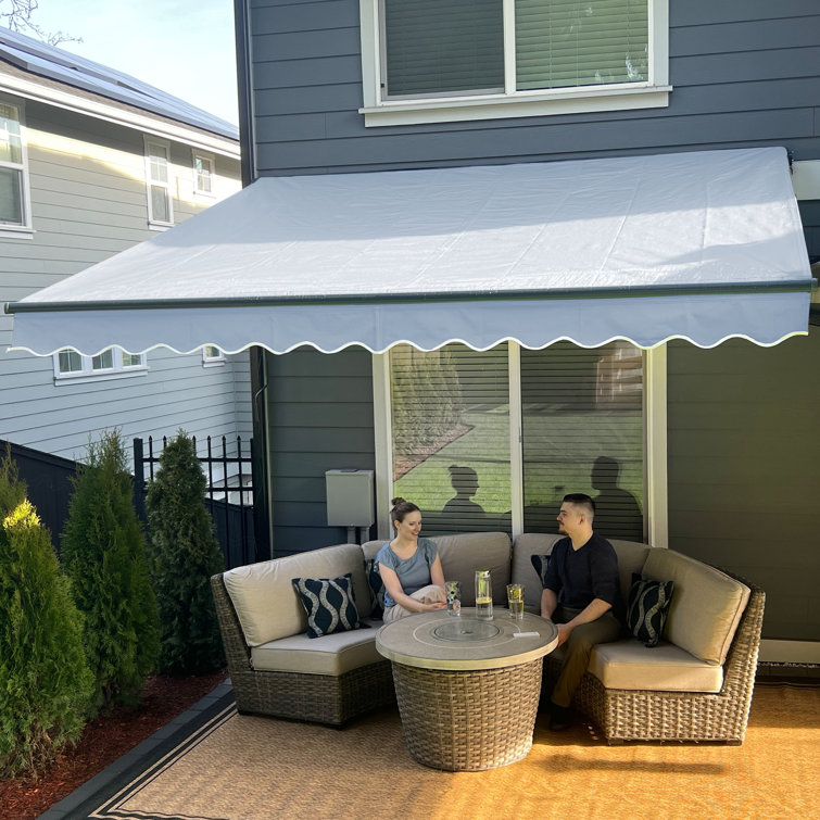 Silver Gray Motorized Retractable Patio Awning 10 x 8 ft