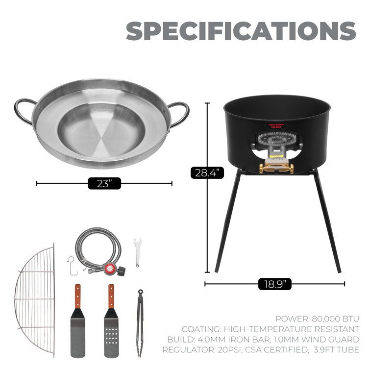 Barton 23" Stainless Steel Propane Burner Stove Set