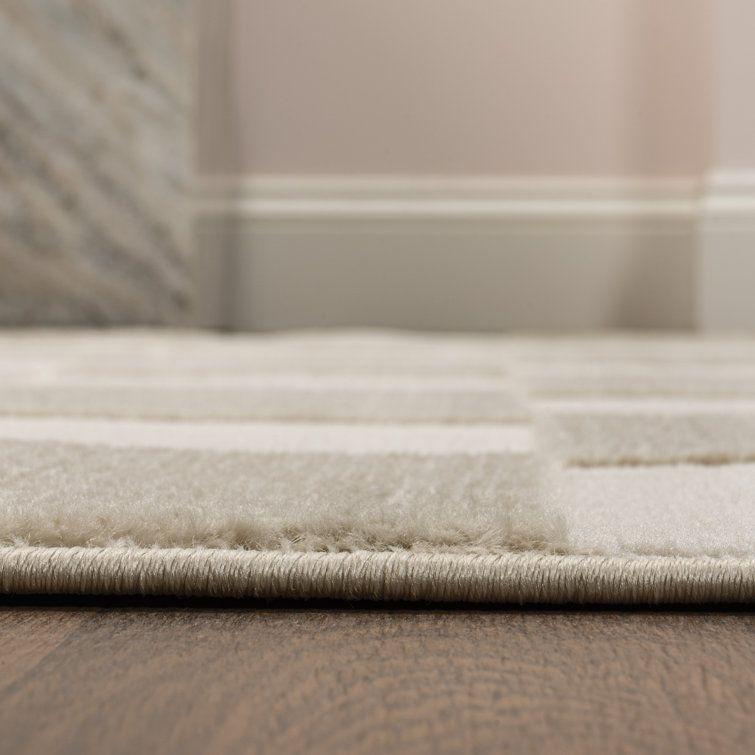 Thea Beige and Cream Geometric Checkerboard Area Rug