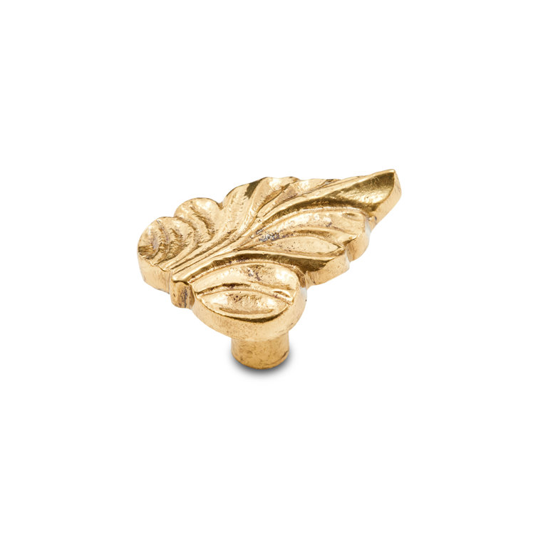 Polished Brass Leaf Novelty Knob with Mounting Hardware