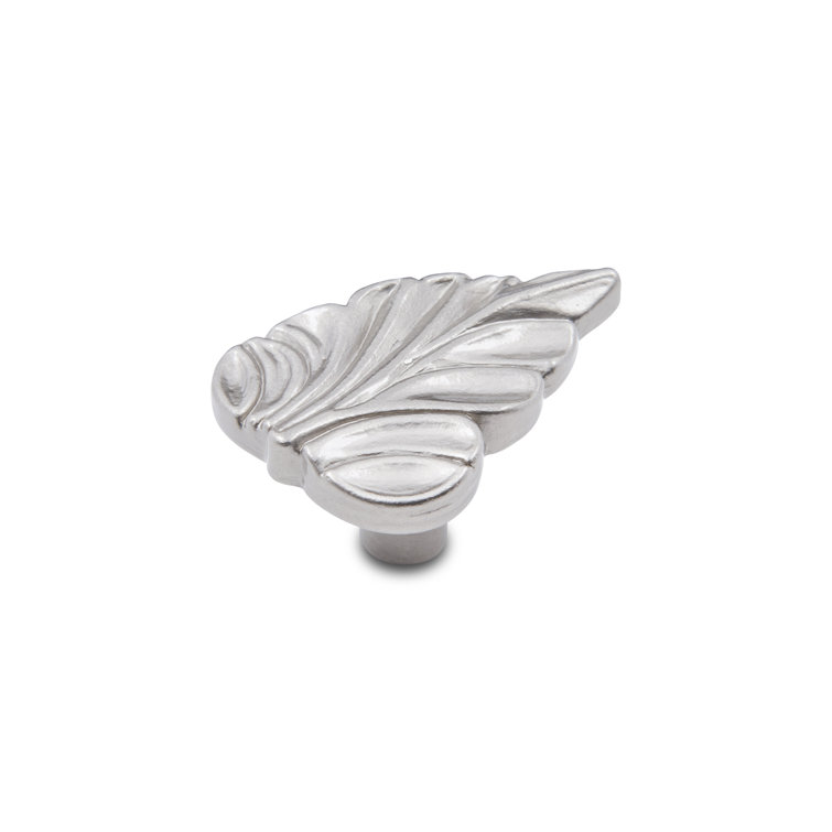 Satin Nickel Leaf Design Rectangular Cabinet Knob
