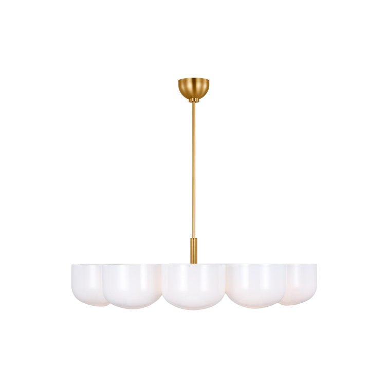 Cheverny 36" Burnished Brass Chandelier with Milk Glass Shades