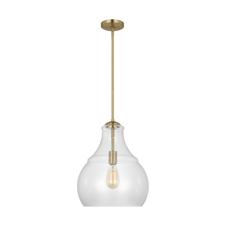 Zola 1-Light Satin Brass and Clear Glass Pendant