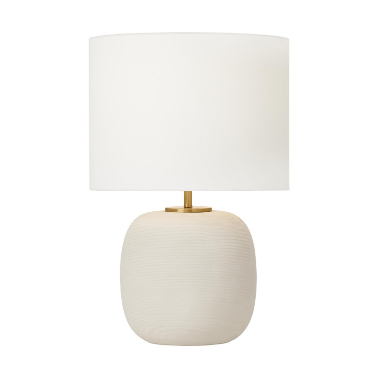 Matte Concrete Table Lamp with White Linen Shade