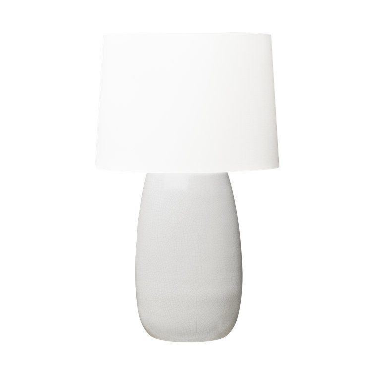 White Crackle Ceramic Table Lamp with Linen Shade