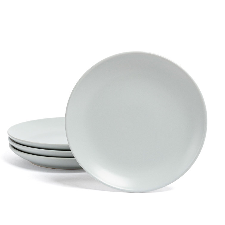 Light Blue Glossy Ceramic Appetizer Plates Set of 4