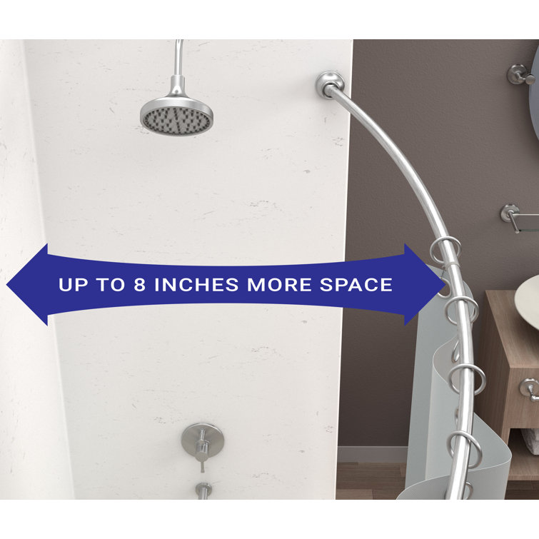 Satin Nickel Adjustable Curved Wall Mounted Shower Rod
