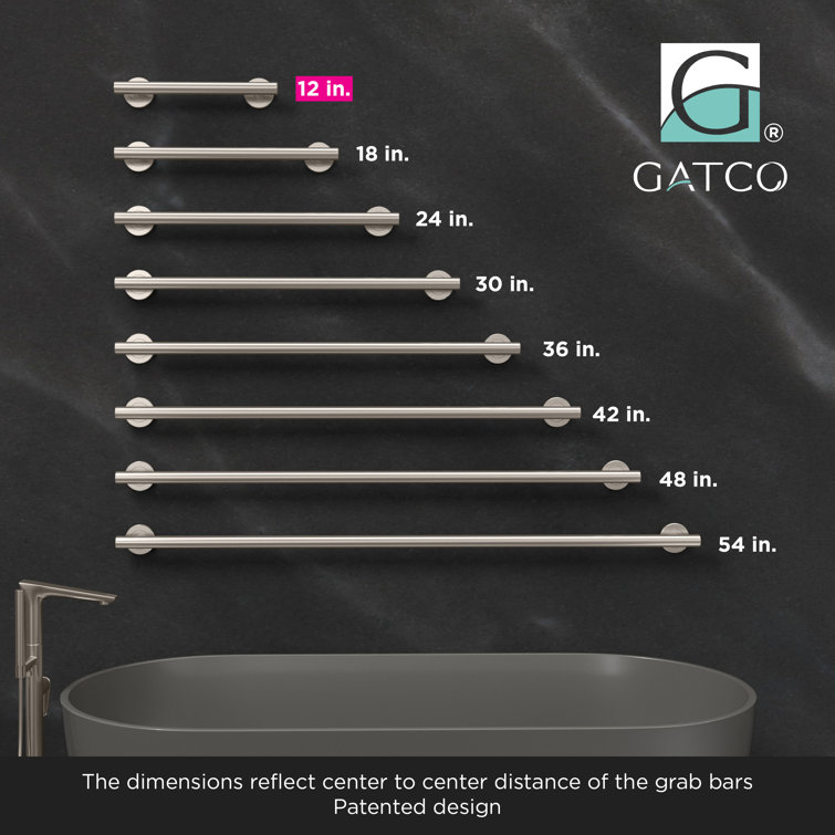 Latitude II 12-Inch Stainless Steel Wall Mount Grab Bar