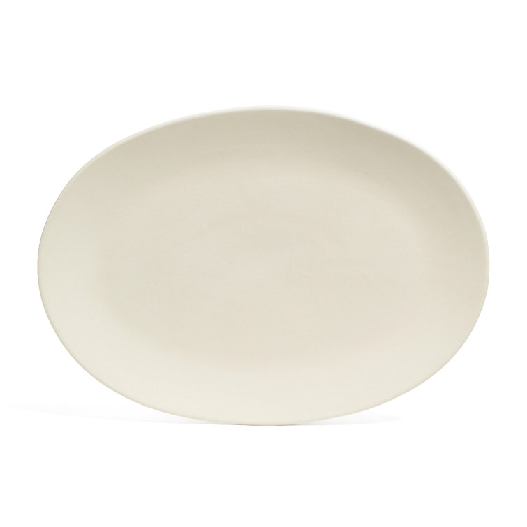 Ivory Matte Ceramic Oval Serving Platter