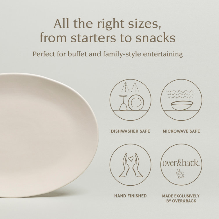 Ivory Matte Ceramic Oval Serving Platter