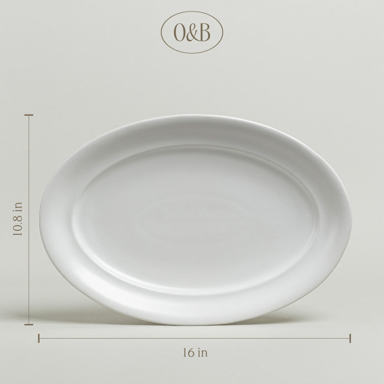 White Ceramic Oval Serving Platter, 11''