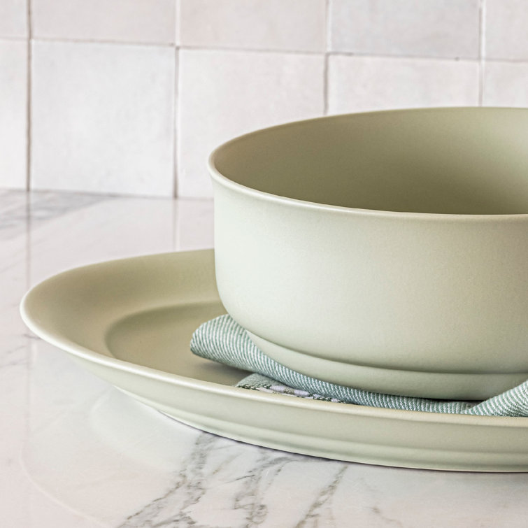 Green Ceramic Oval Serving Platter - 11''