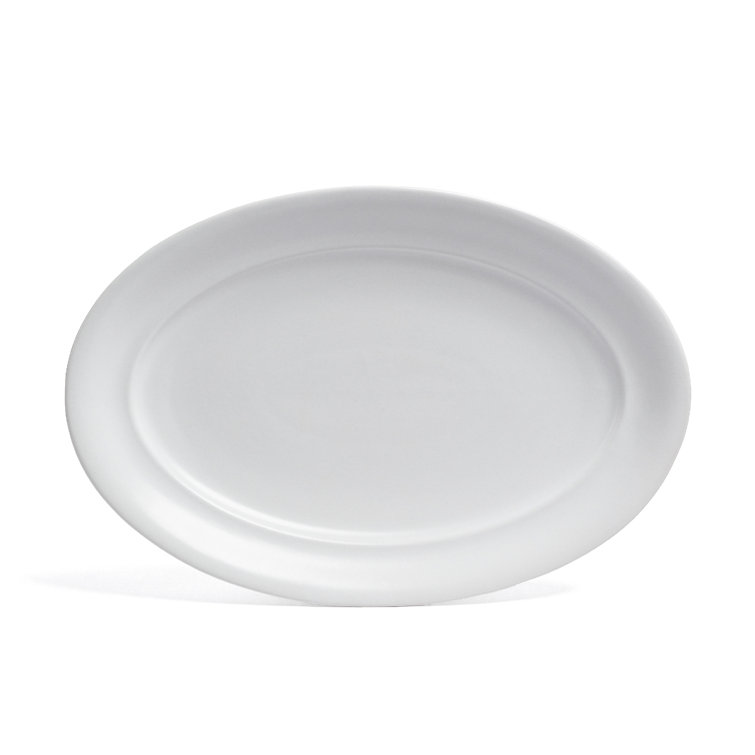 White Ceramic Oval Serving Platter, 11''