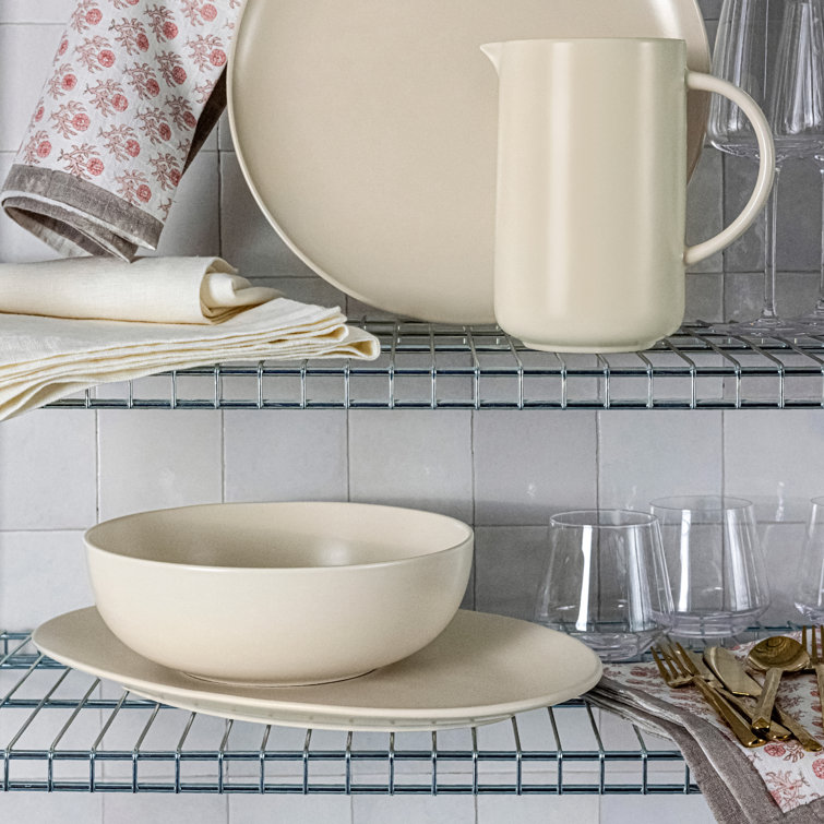 Ivory Matte Ceramic Oval Serving Platter