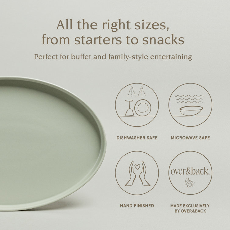 Green Ceramic Oval Stackable Serving Platter