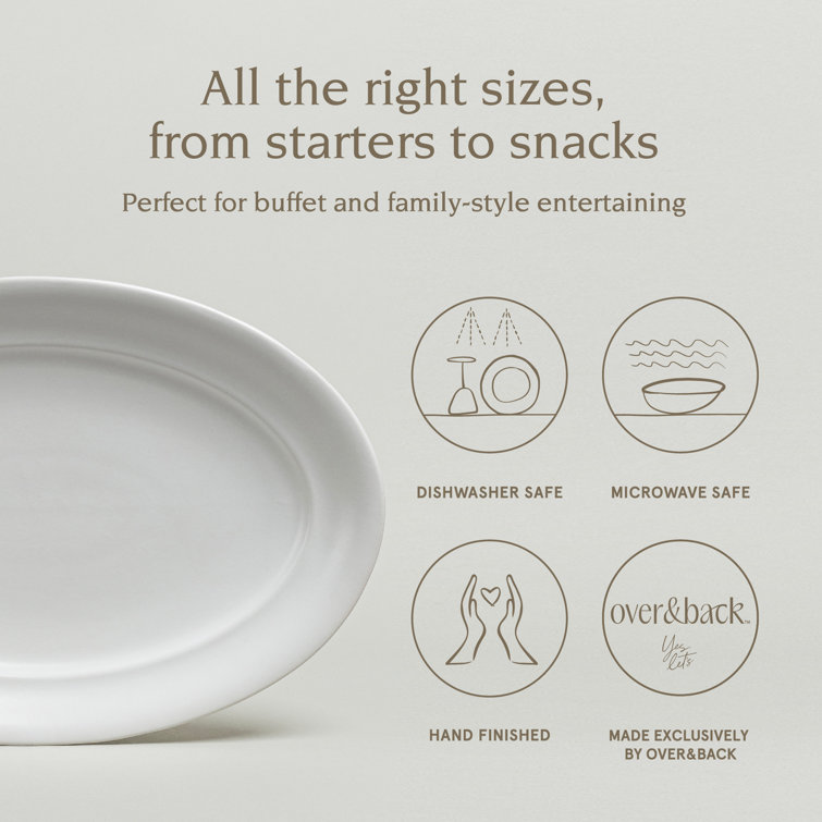 White Ceramic Oval Serving Platter, 11''