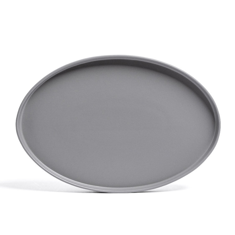 Gray Ceramic Oval Serving Platter, 11" Wide